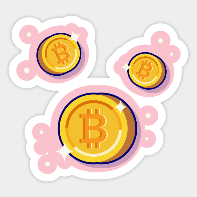 Gold Bitcoin Cartoon Vector Icon Illustration Sticker by Catalyst Labs